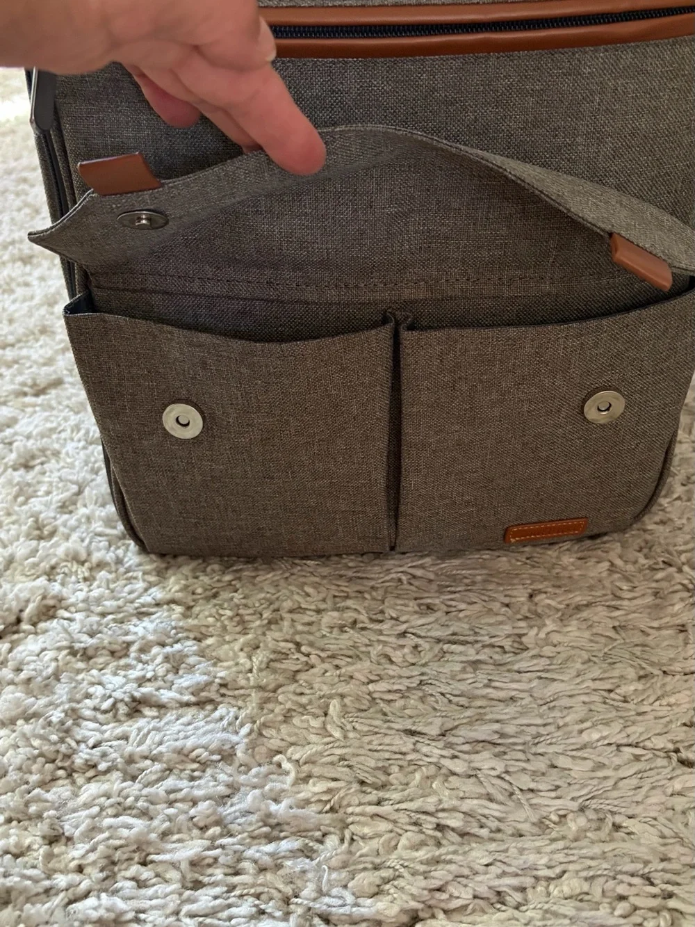 Brown/Tan Canvas Picnic Backpack with Service for 4